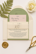 Load image into Gallery viewer, Daniella Arch Invite - 3 card set with belly band