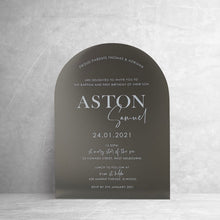 Load image into Gallery viewer, Aston Frosted Smoke Christening Invite