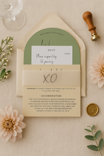 Load image into Gallery viewer, Daniella Arch Invite - 3 card set with belly band
