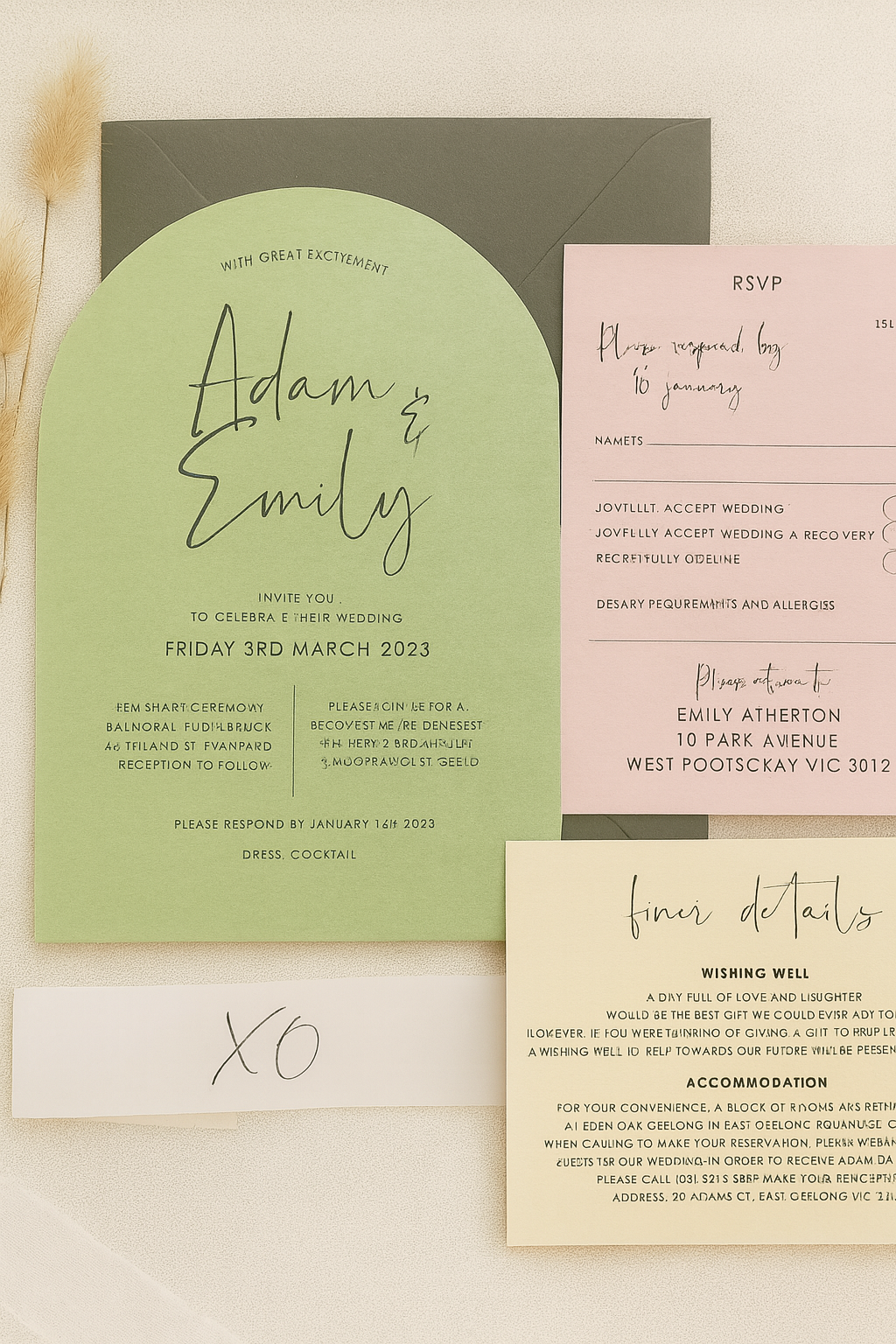 Daniella Arch Invite - 3 card set with belly band
